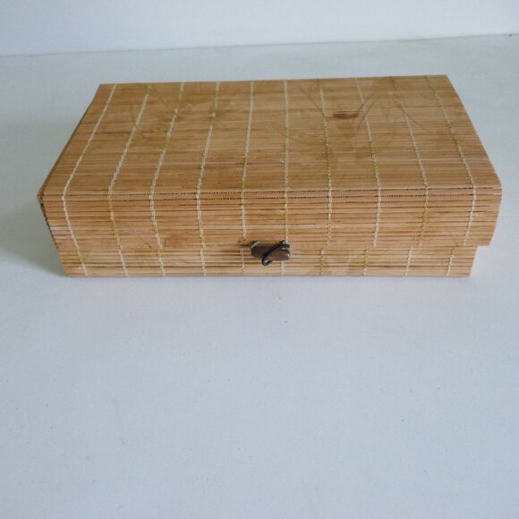 bamboo stationery box desk organizer trinket box soft flexible lid - Picture 1 of 10